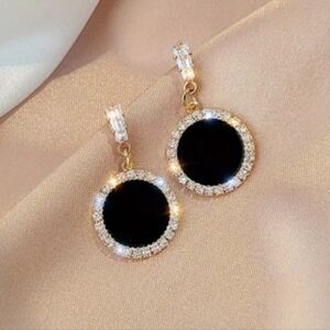 Black earrings with rhinestones